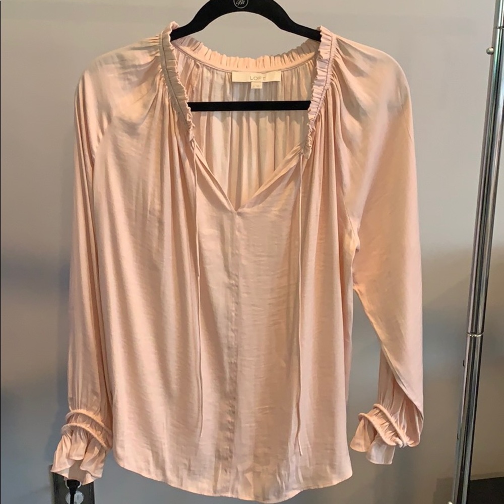 LOFT blush pink peasant blouse